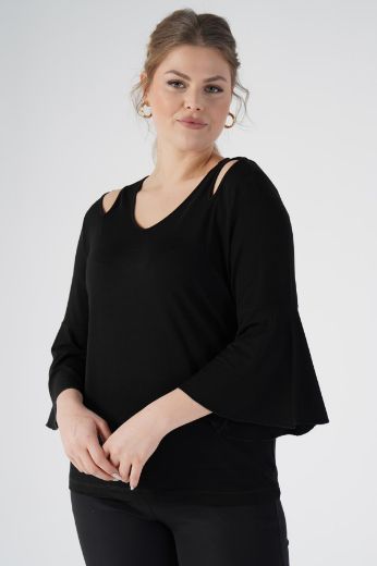 Picture of Nelly 220230064 BLACK Plus Size Women Blouse 