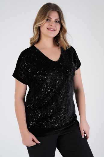 Picture of Nelly 220230052 BLACK Plus Size Women Blouse 