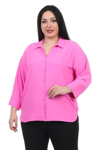 ROXELAN RBP2084xl PEMBE Büyük Beden Kadın Gömlek resmi