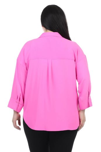 ROXELAN RBP2084xl PEMBE Büyük Beden Kadın Gömlek resmi