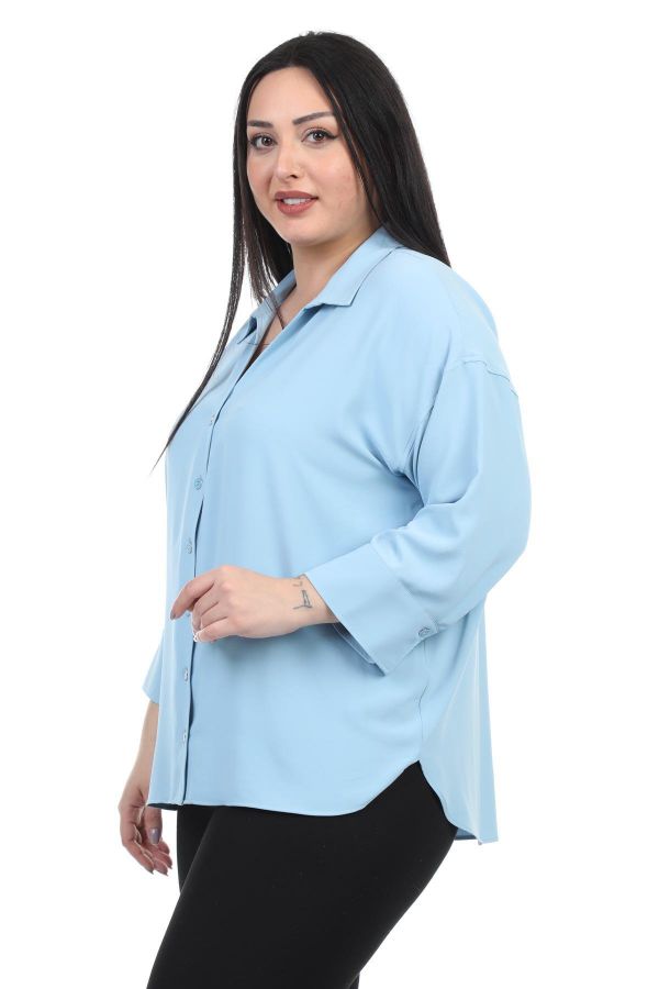 ROXELAN RBP2084xl INDIGO Büyük Beden Kadın Gömlek resmi